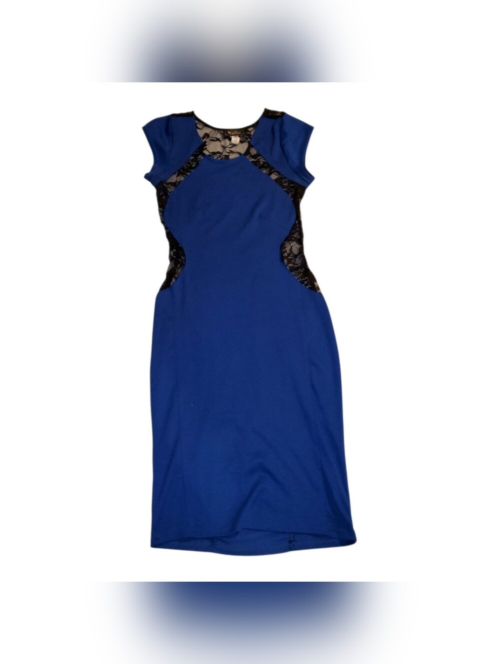 Valia Royal Blue Maxi Dress with Black Lace Insets